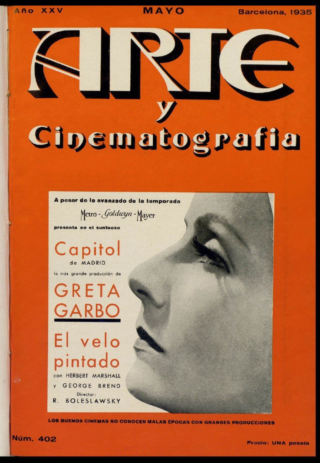 ARTE Y CINEMATOGRAFIA magazine side cover Issue 402  May 1935