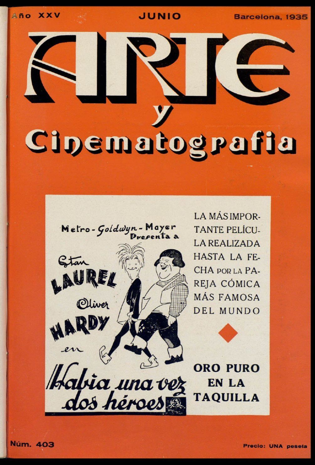ARTE Y CINEMATOGRAFIA magazine side cover Issue 403  June 1935