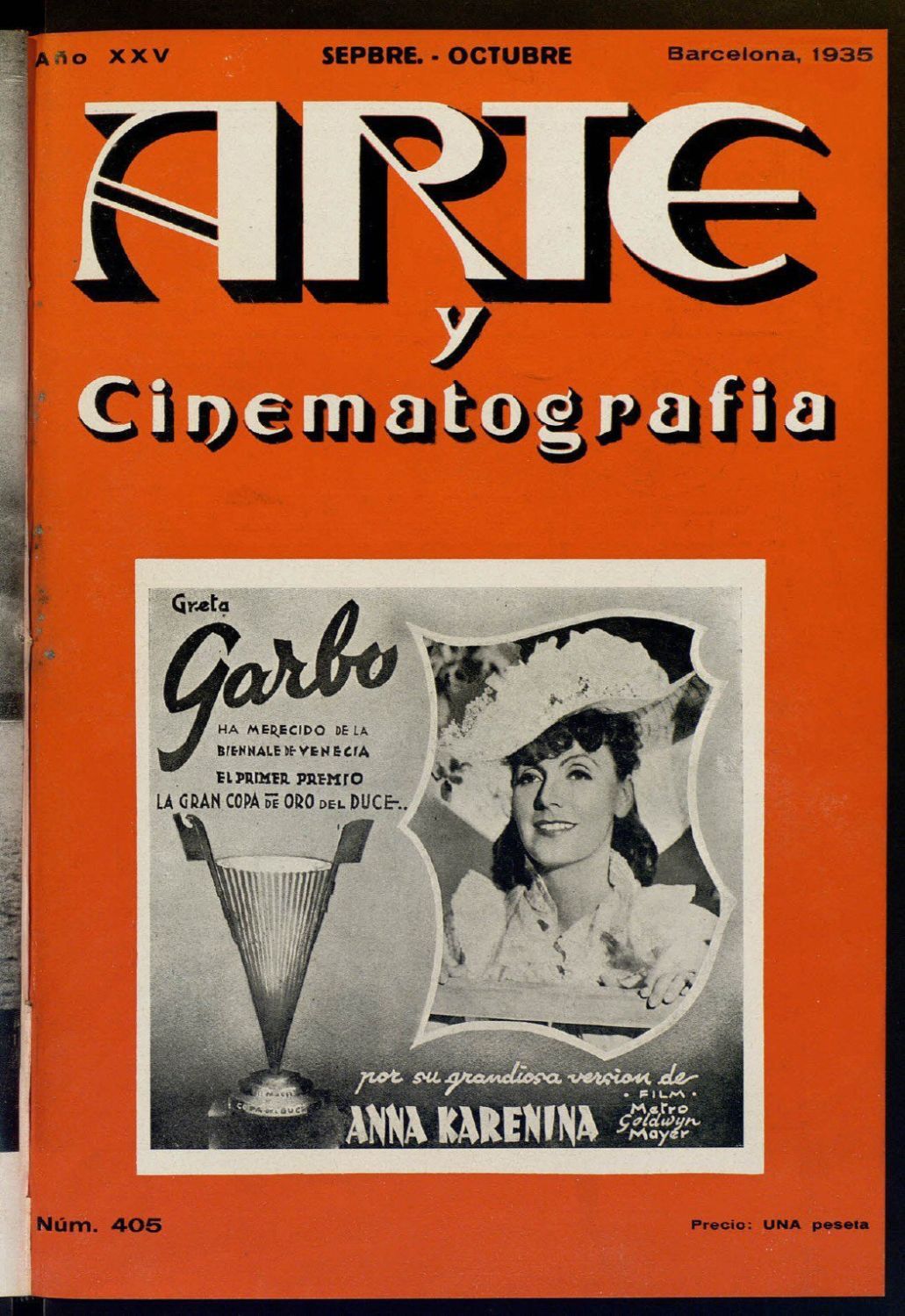 ARTE Y CINEMATOGRAFIA magazine side cover Issue 405  September/October 1935