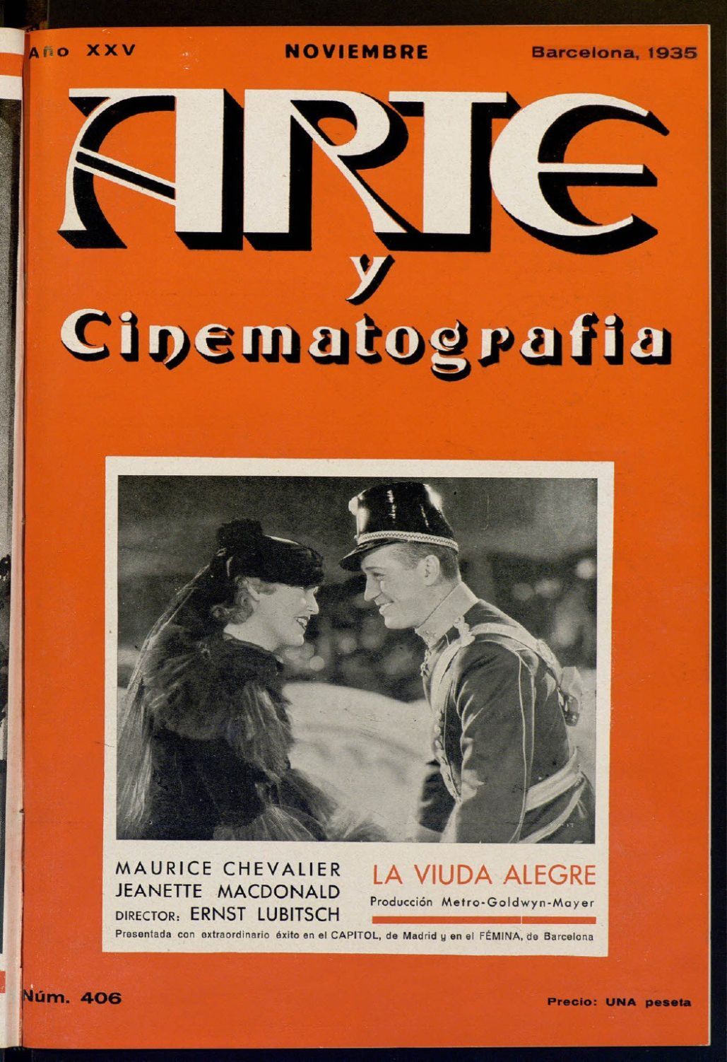 ARTE Y CINEMATOGRAFIA magazine side cover Issue 406  November 1935