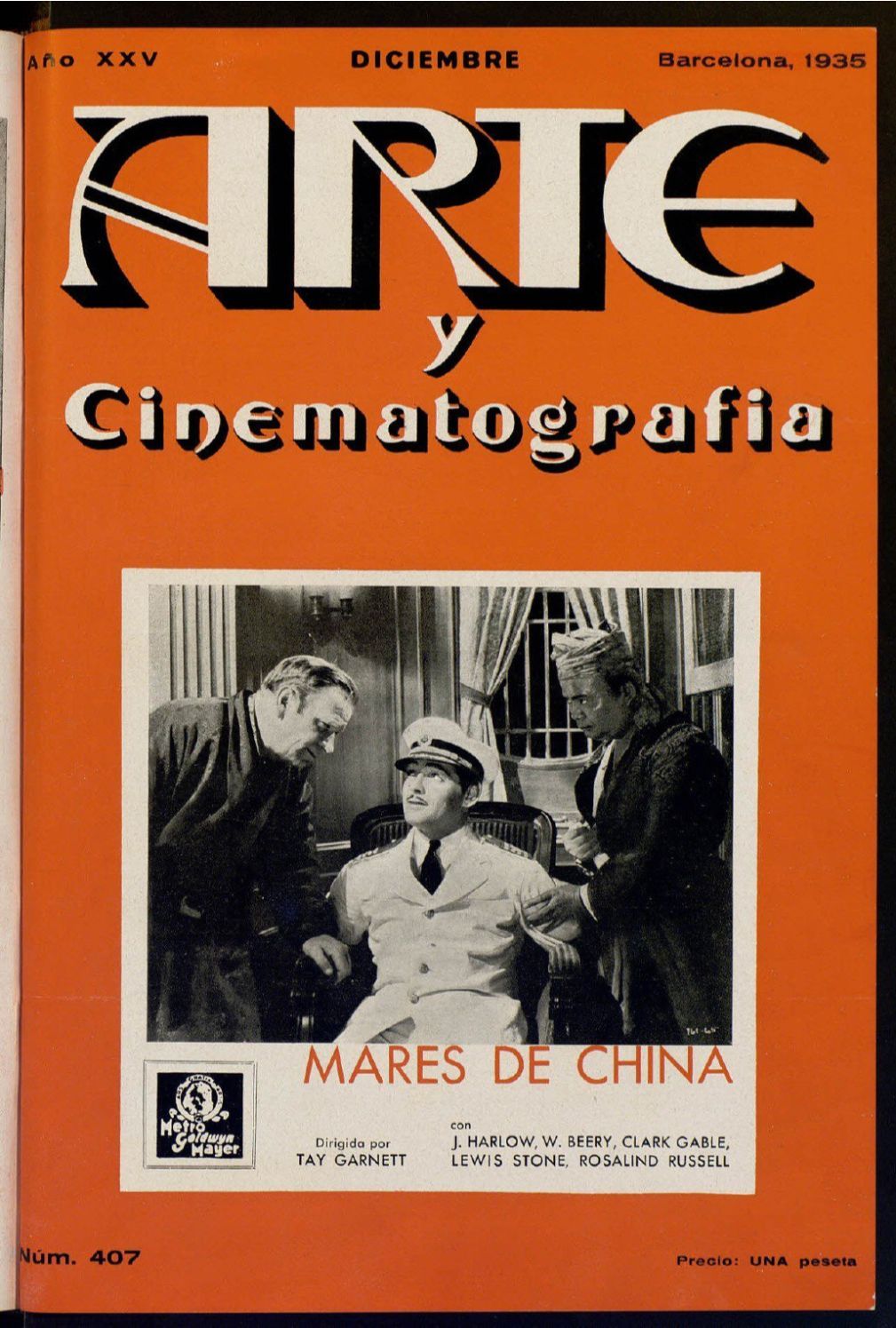 ARTE Y CINEMATOGRAFIA magazine side cover Issue 407  December 1935