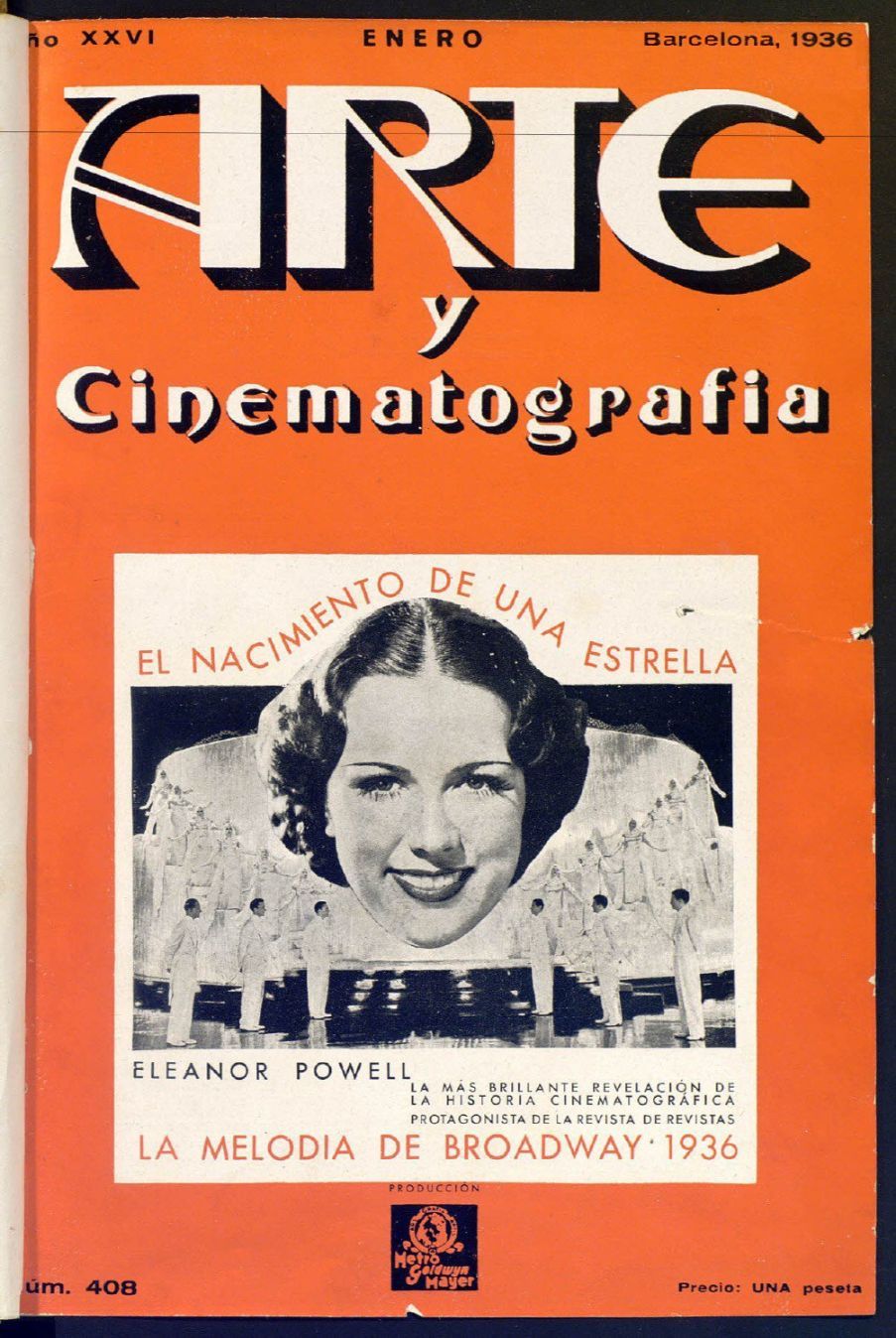 ARTE Y CINEMATOGRAFIA magazine side cover Issue 408  January 1936