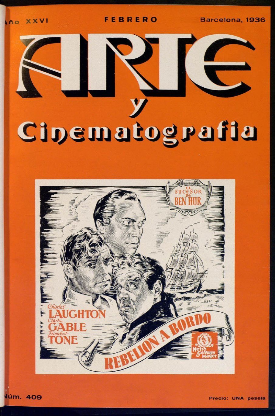 ARTE Y CINEMATOGRAFIA magazine side cover Issue 409  February 1936