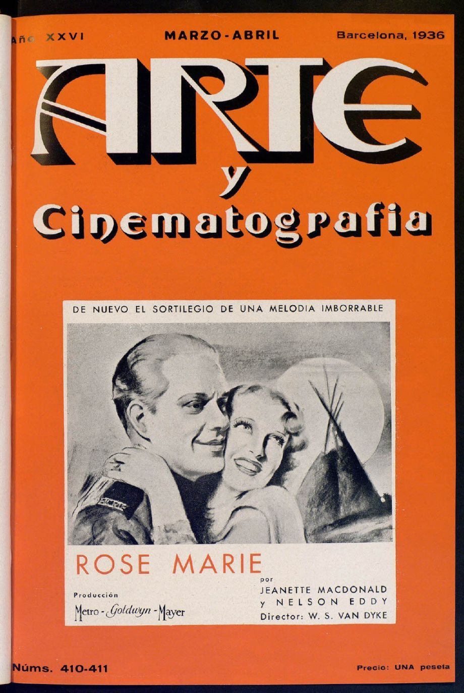 ARTE Y CINEMATOGRAFIA magazine side cover Issue 410-411  March/April 1936