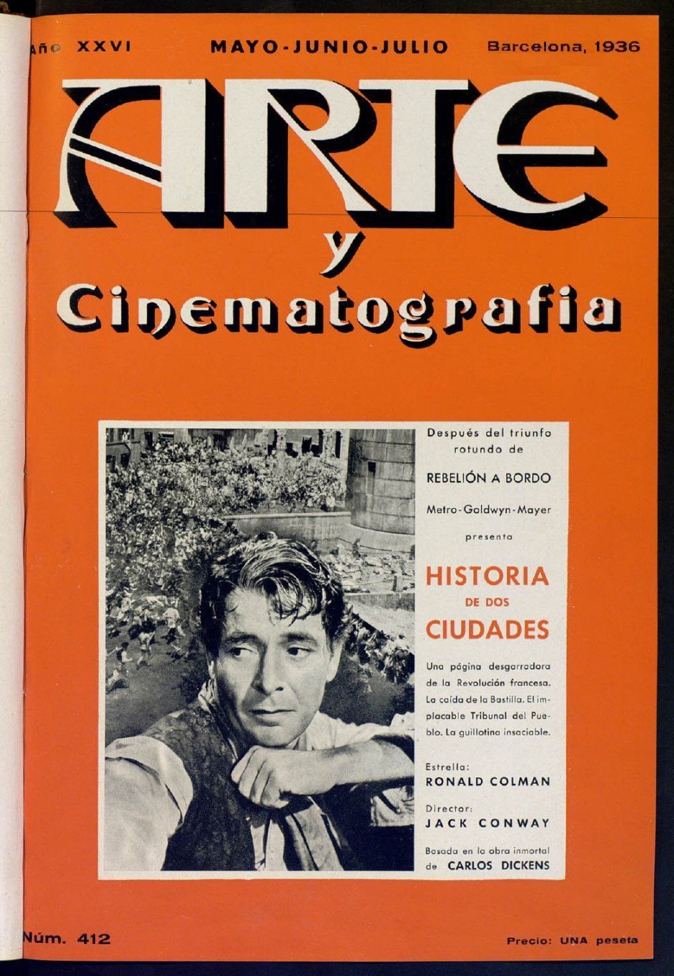 ARTE Y CINEMATOGRAFIA magazine side cover Issue 412  May/July 1936