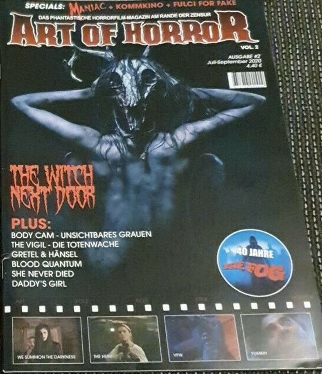 ART OF HORROR magazine side cover  Vol 2 No  2  July/September 2020