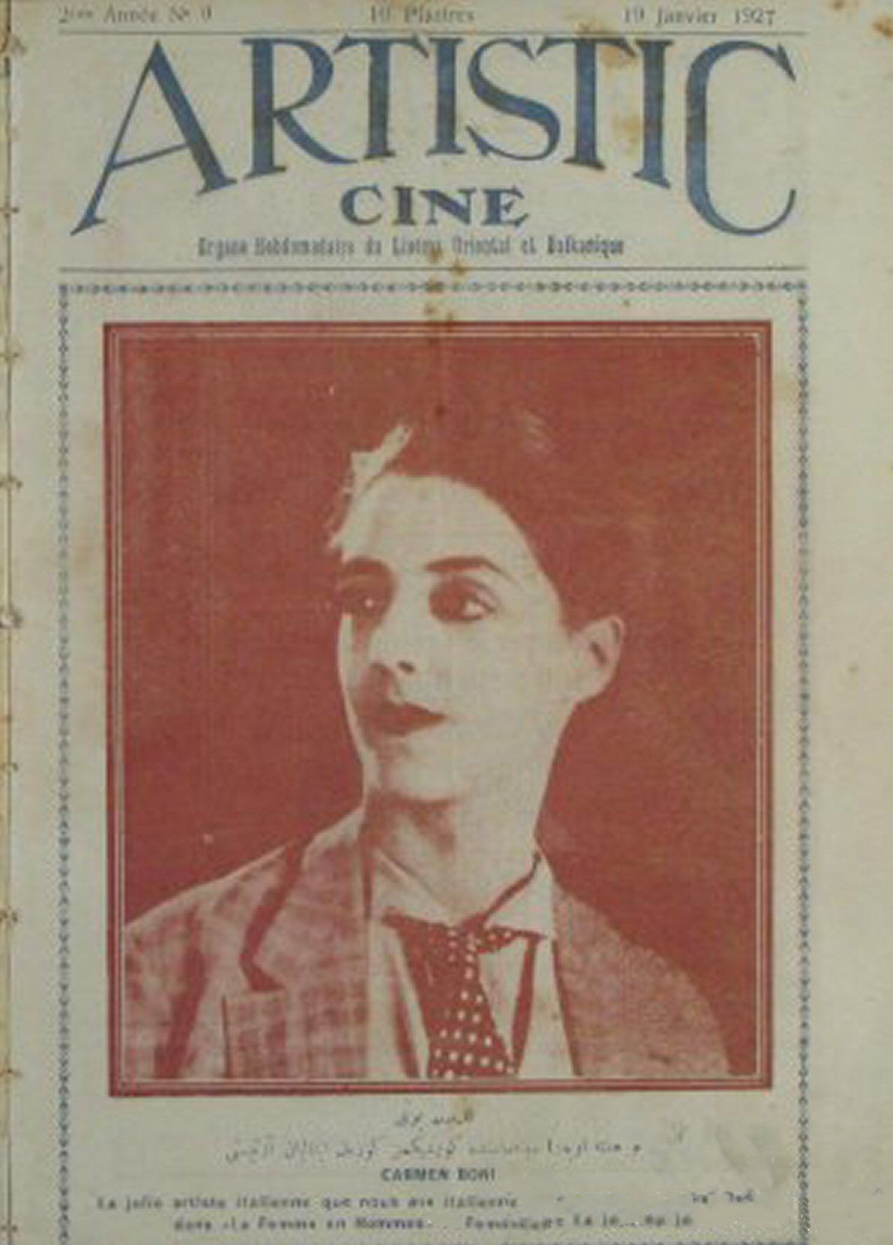 ARTISTIK CINE magazine side cover Issue 9 19 January 1927
