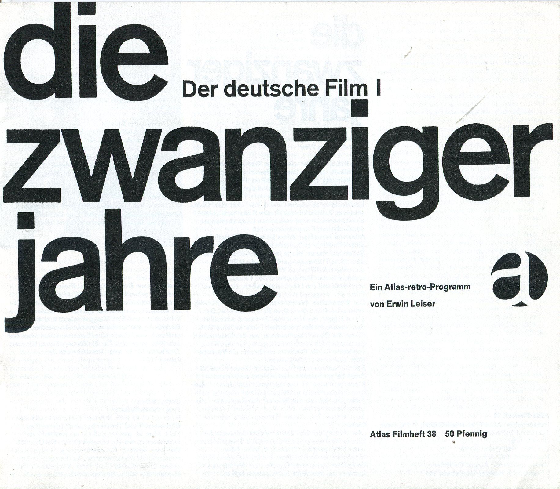 ATLAS FILMHEFT magazine side cover Issue 38   1965