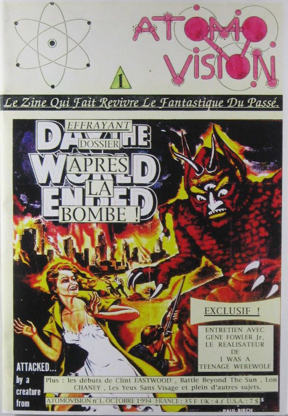 ATOMOVISION magazine side cover Issue 1 October 1994