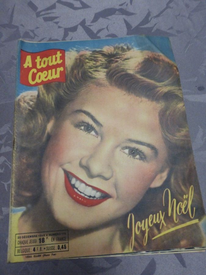 A TOUT COEUR magazine side cover Issue 114 23 December 1948