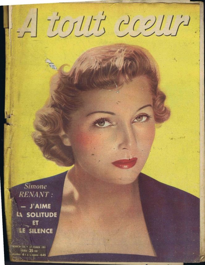A TOUT COEUR magazine side cover Issue 228 27 February 1951