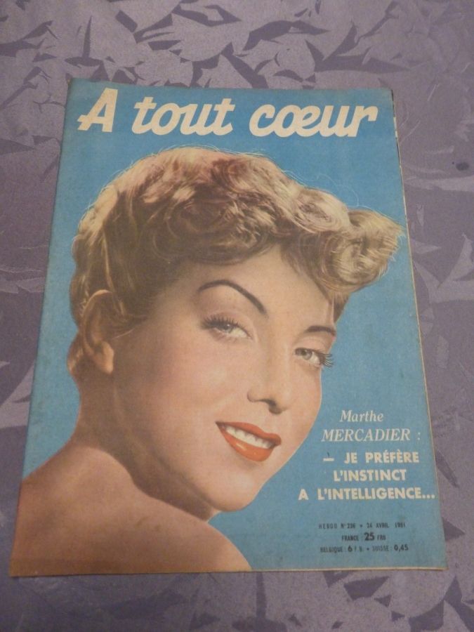 A TOUT COEUR magazine side cover Issue 236 24 April 1951