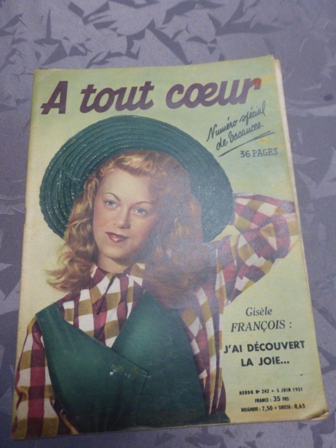 A TOUT COEUR magazine side cover Issue 242 5 June 1951