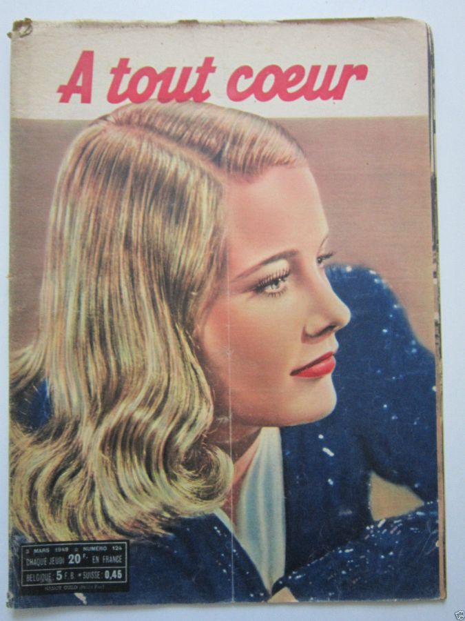 A TOUT COEUR magazine side cover Issue 124 3 March 1949
