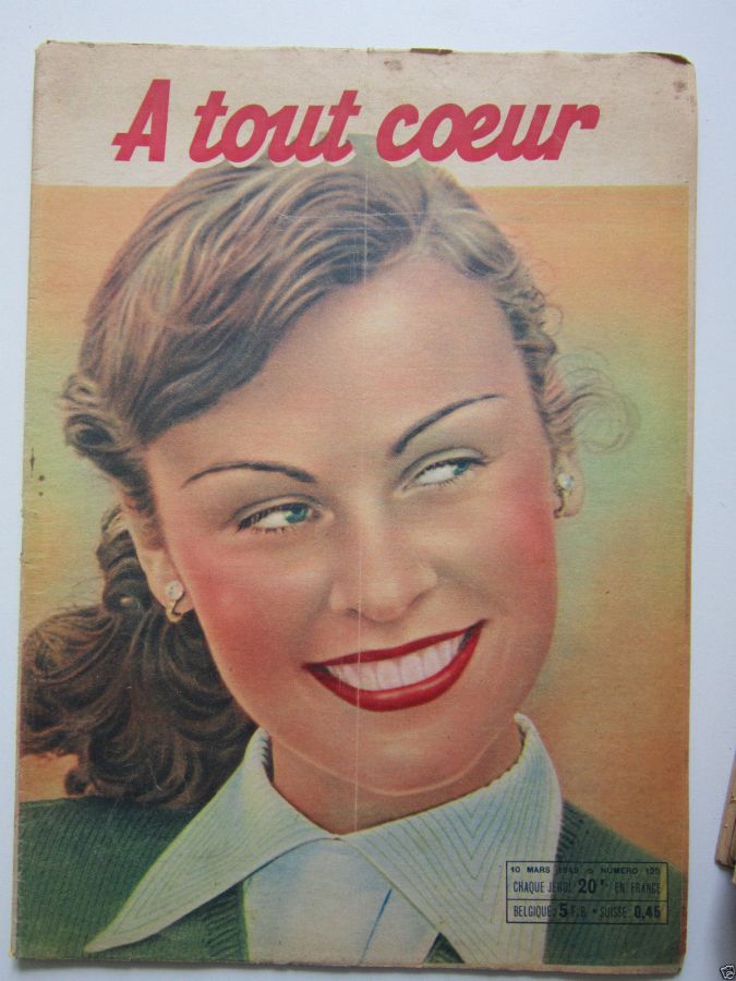 A TOUT COEUR magazine side cover Issue 125 10 March 1949
