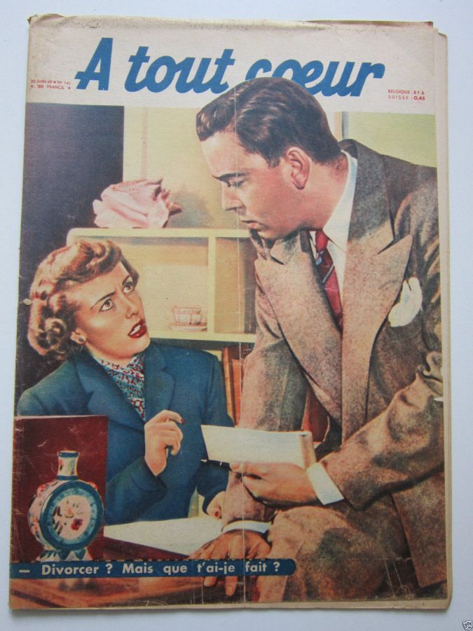 A TOUT COEUR magazine side cover Issue 141 30 June 1949