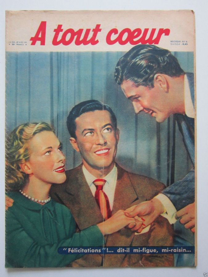 A TOUT COEUR magazine side cover Issue 143 14 July 1949