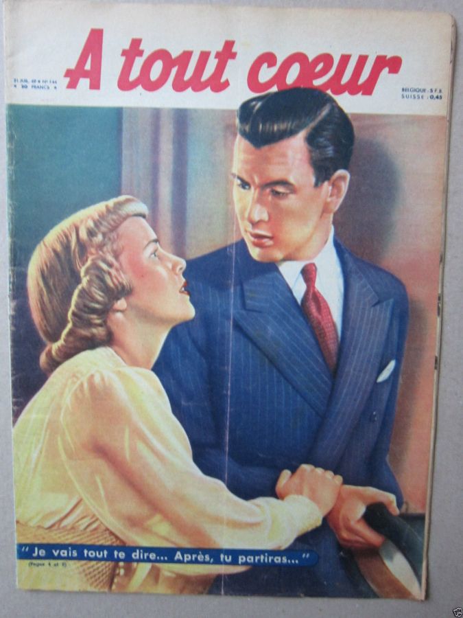 A TOUT COEUR magazine side cover Issue 144 21 July 1949