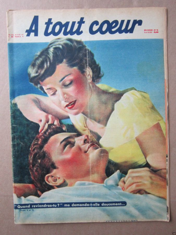 A TOUT COEUR magazine side cover Issue 145 28 July 1949