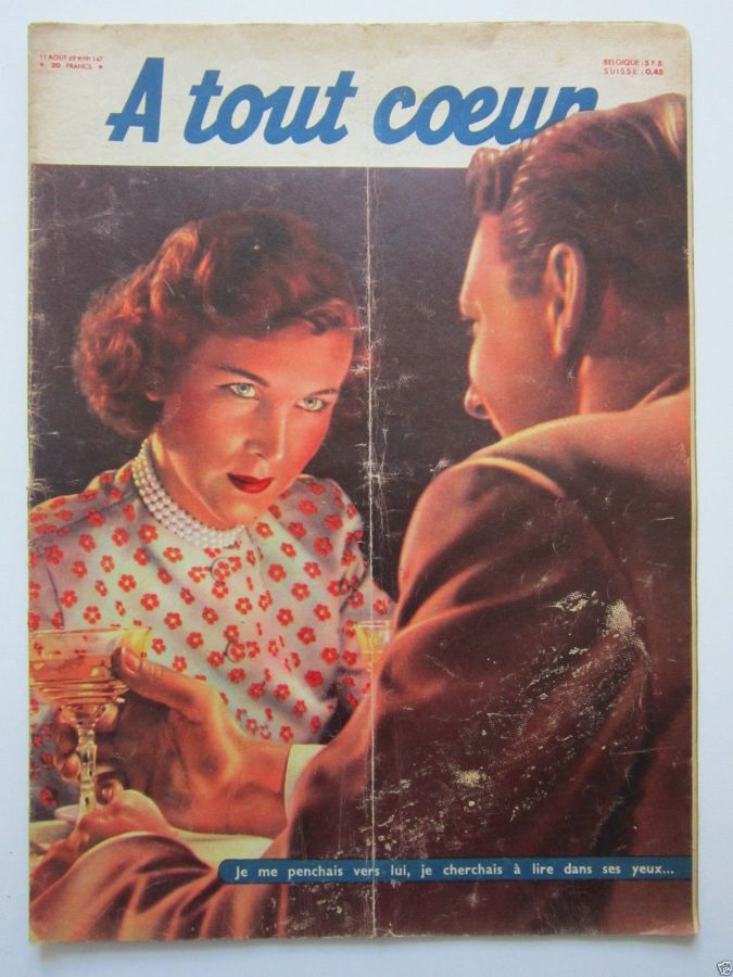 A TOUT COEUR magazine side cover Issue 147 11 August 1949