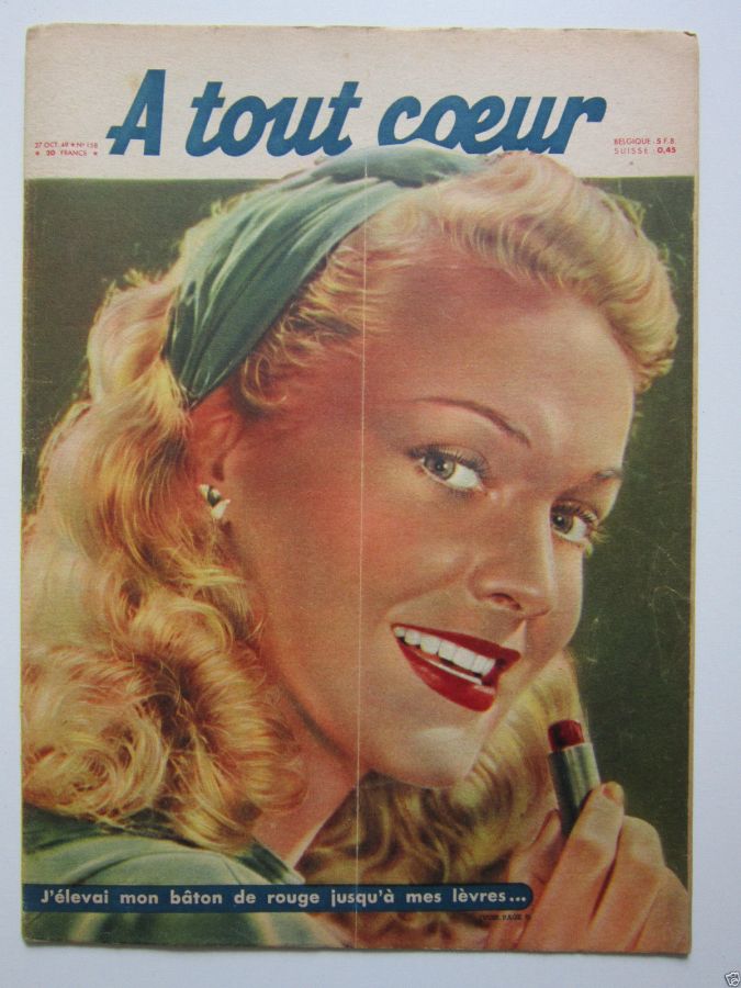 A TOUT COEUR magazine side cover Issue 158 27 October 1949