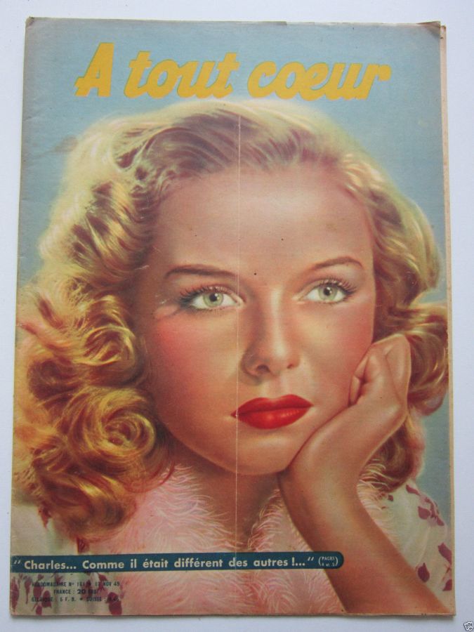 A TOUT COEUR magazine side cover Issue 161 17 November 1949