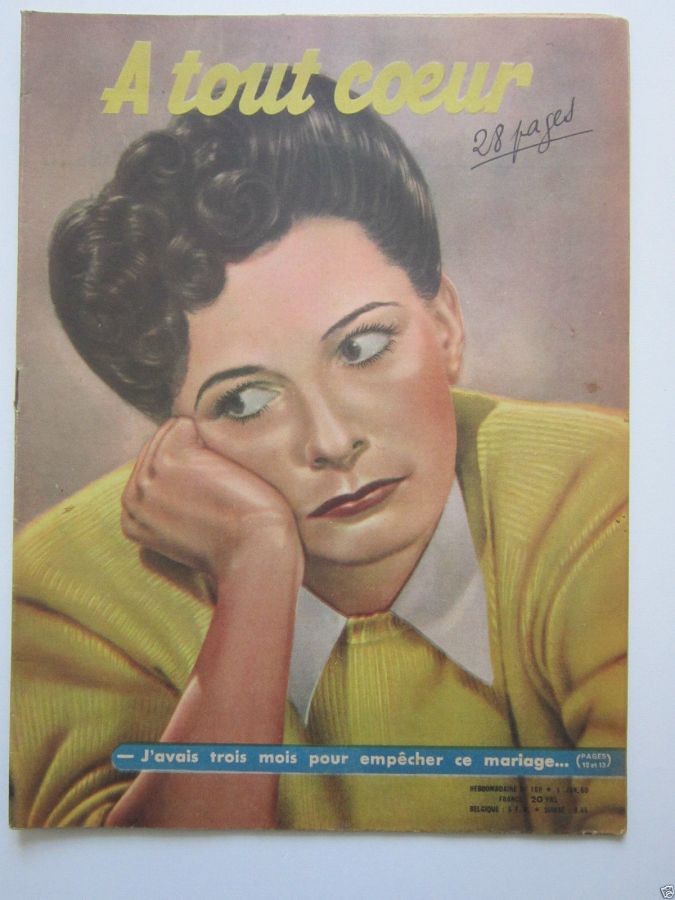 A TOUT COEUR magazine side cover Issue 168 5 January 1950