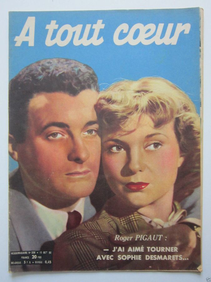 A TOUT COEUR magazine side cover Issue 208 10 October 1950