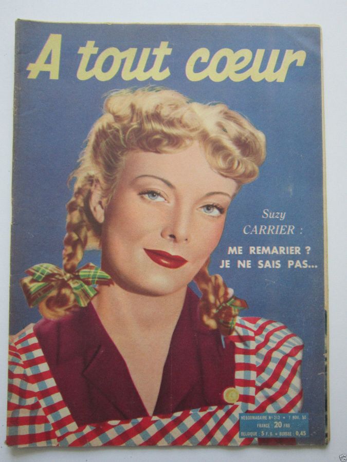 A TOUT COEUR magazine side cover Issue 212 7 November 1950