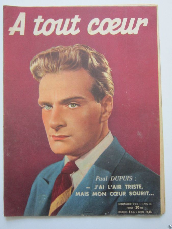 A TOUT COEUR magazine side cover Issue 213 14 November 1950
