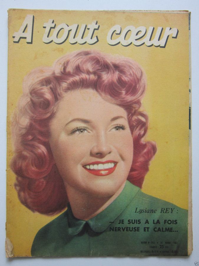 A TOUT COEUR magazine side cover Issue 232 27 March 1951