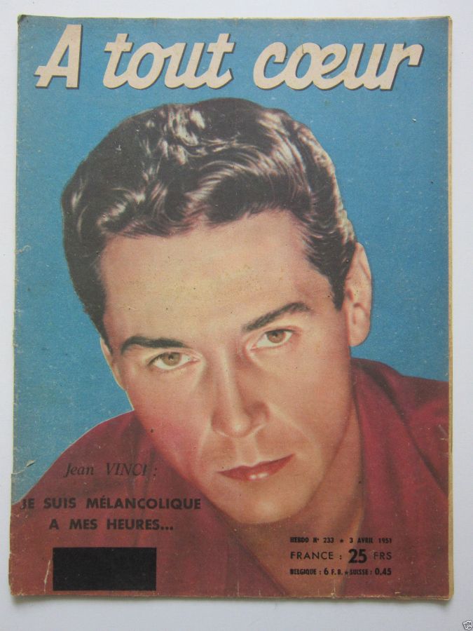 A TOUT COEUR magazine side cover Issue 233 3 April 1951