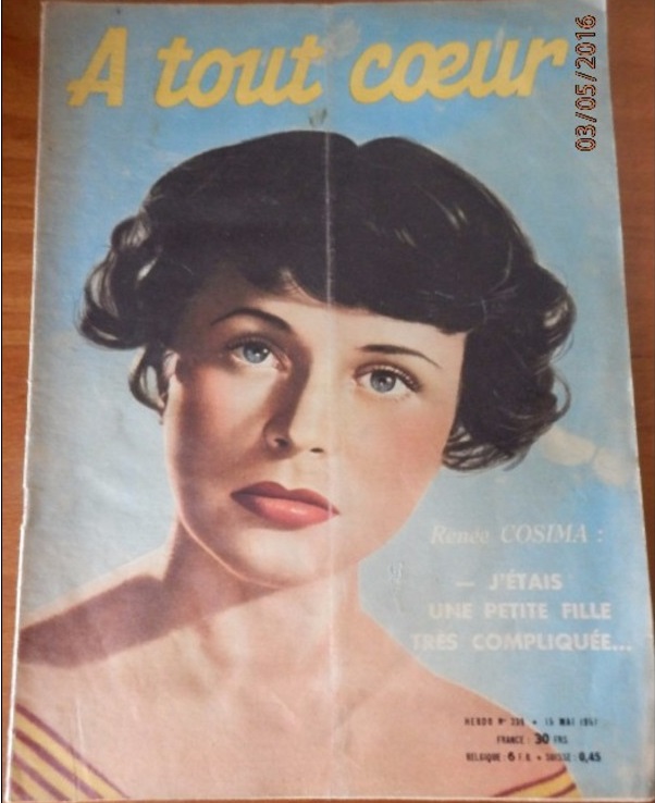 A TOUT COEUR magazine side cover Issue 239 15 May 1951