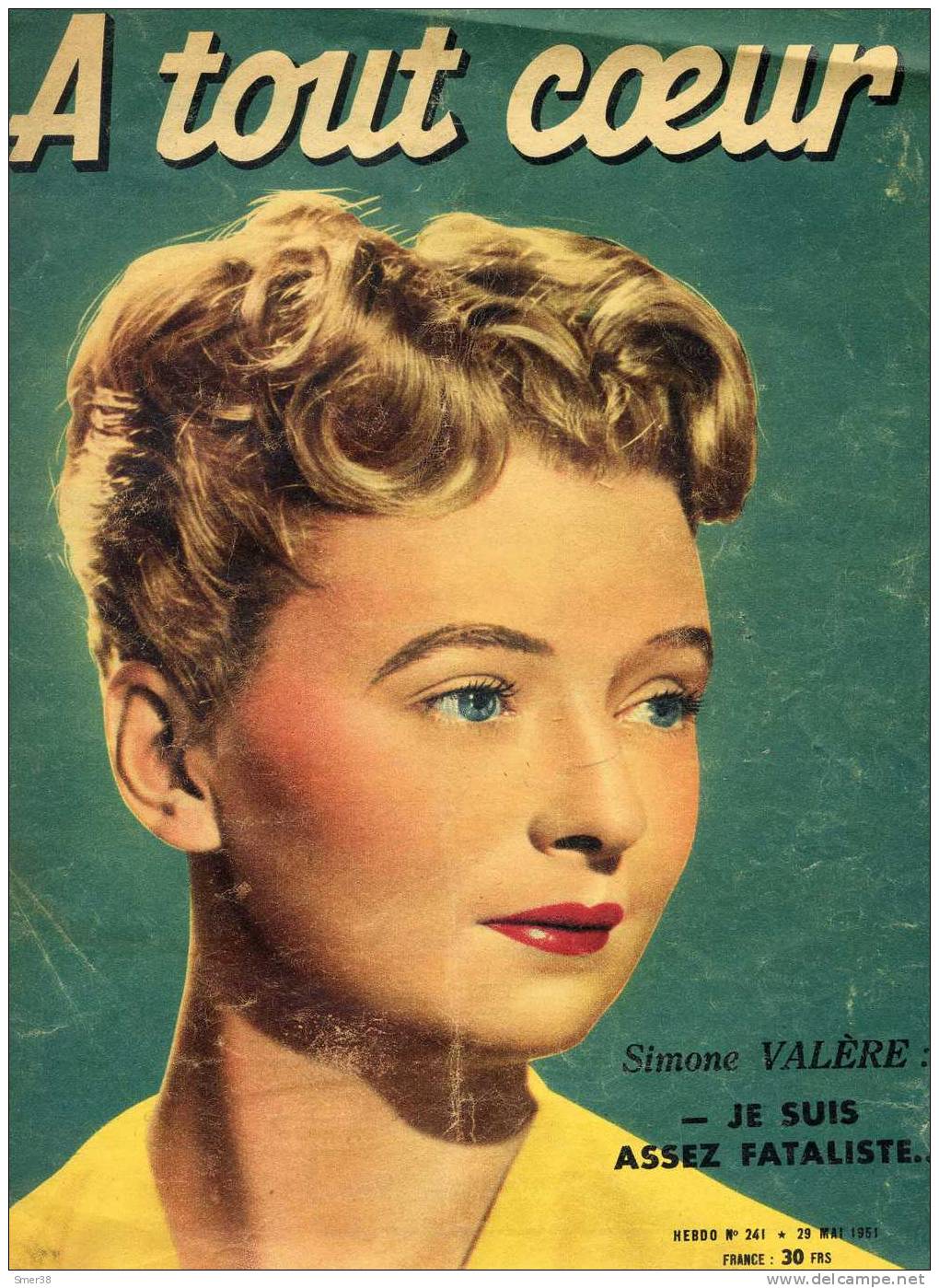 A TOUT COEUR magazine side cover Issue 241 29 May 1951
