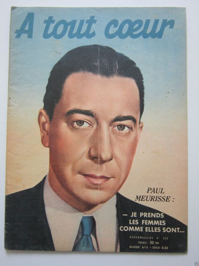 A TOUT COEUR magazine side cover Issue 252 14 August 1951