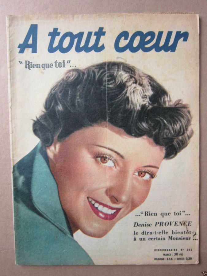 A TOUT COEUR magazine side cover Issue 255 4 September 1951