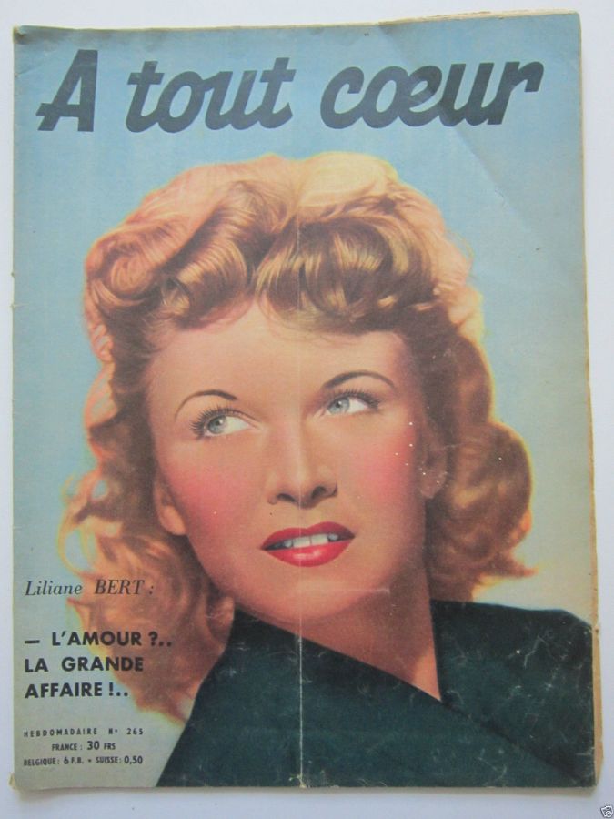 A TOUT COEUR magazine side cover Issue 265 13 November 1951