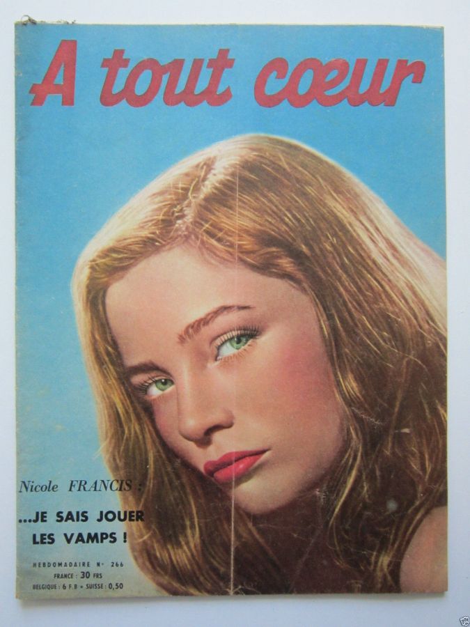 A TOUT COEUR magazine side cover Issue 266 20 November 1951