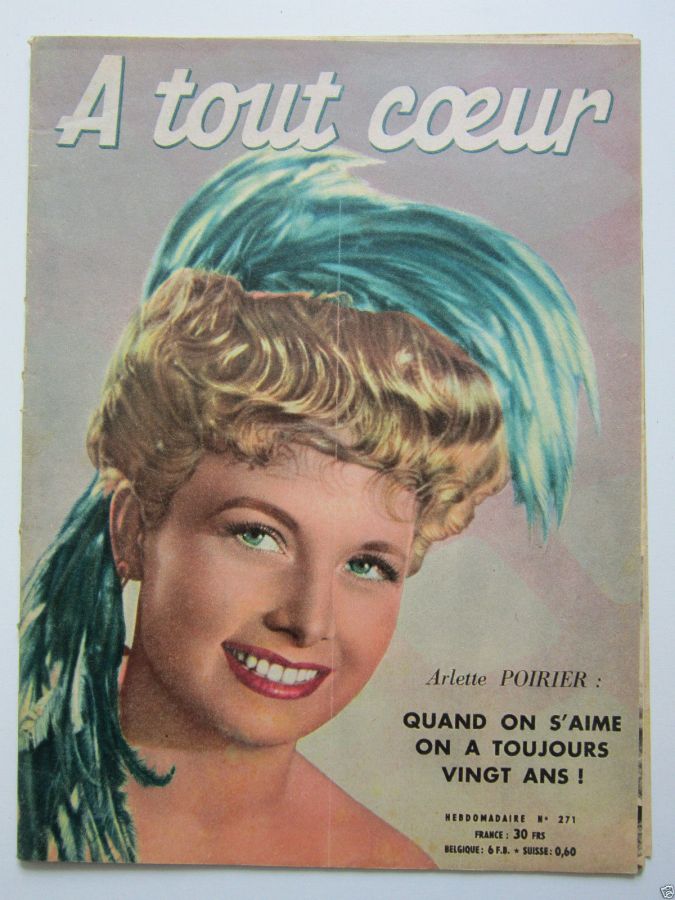 A TOUT COEUR magazine side cover Issue 271 25 December 1951