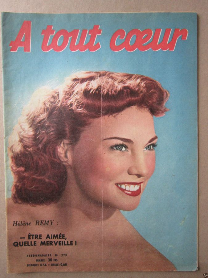 A TOUT COEUR magazine side cover Issue 273 8 January 1952