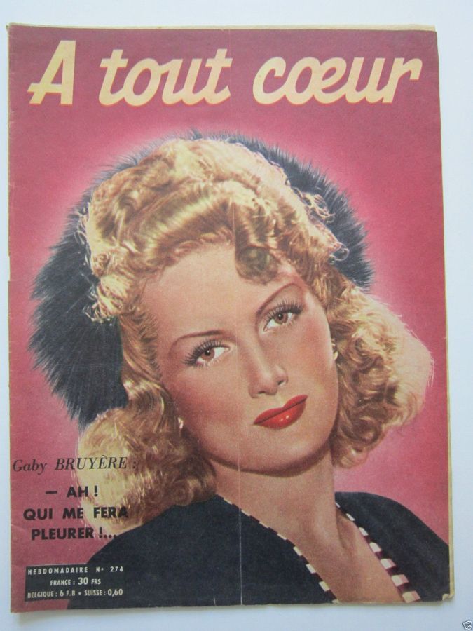 A TOUT COEUR magazine side cover Issue 274 15 January 1952