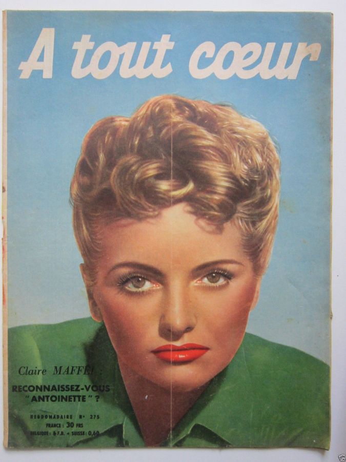 A TOUT COEUR magazine side cover Issue 275 22 January 1952
