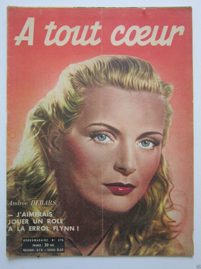 A TOUT COEUR magazine side cover Issue 276 29 January 1952