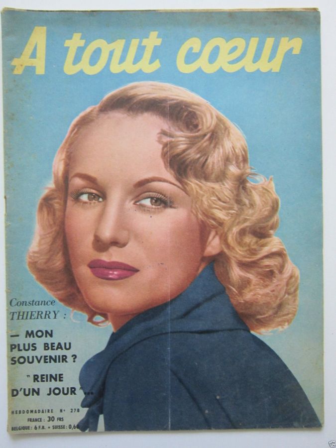 A TOUT COEUR magazine side cover Issue 278 12 February 1952