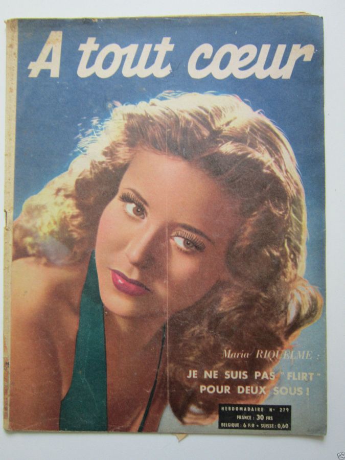 A TOUT COEUR magazine side cover Issue 279 19 February 1952