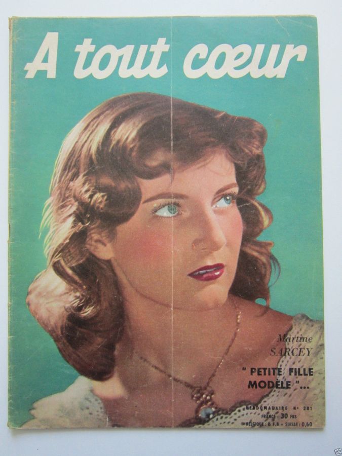 A TOUT COEUR magazine side cover Issue 281 4 March 1952