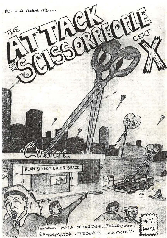 ATTACK OF THE SCISSORPEOPLE magazine side cover Issue 1 November 1996