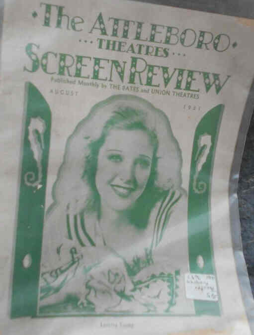 ATTLEBORO THEATRES SCREEN REVIEW magazine side cover  August 1931
