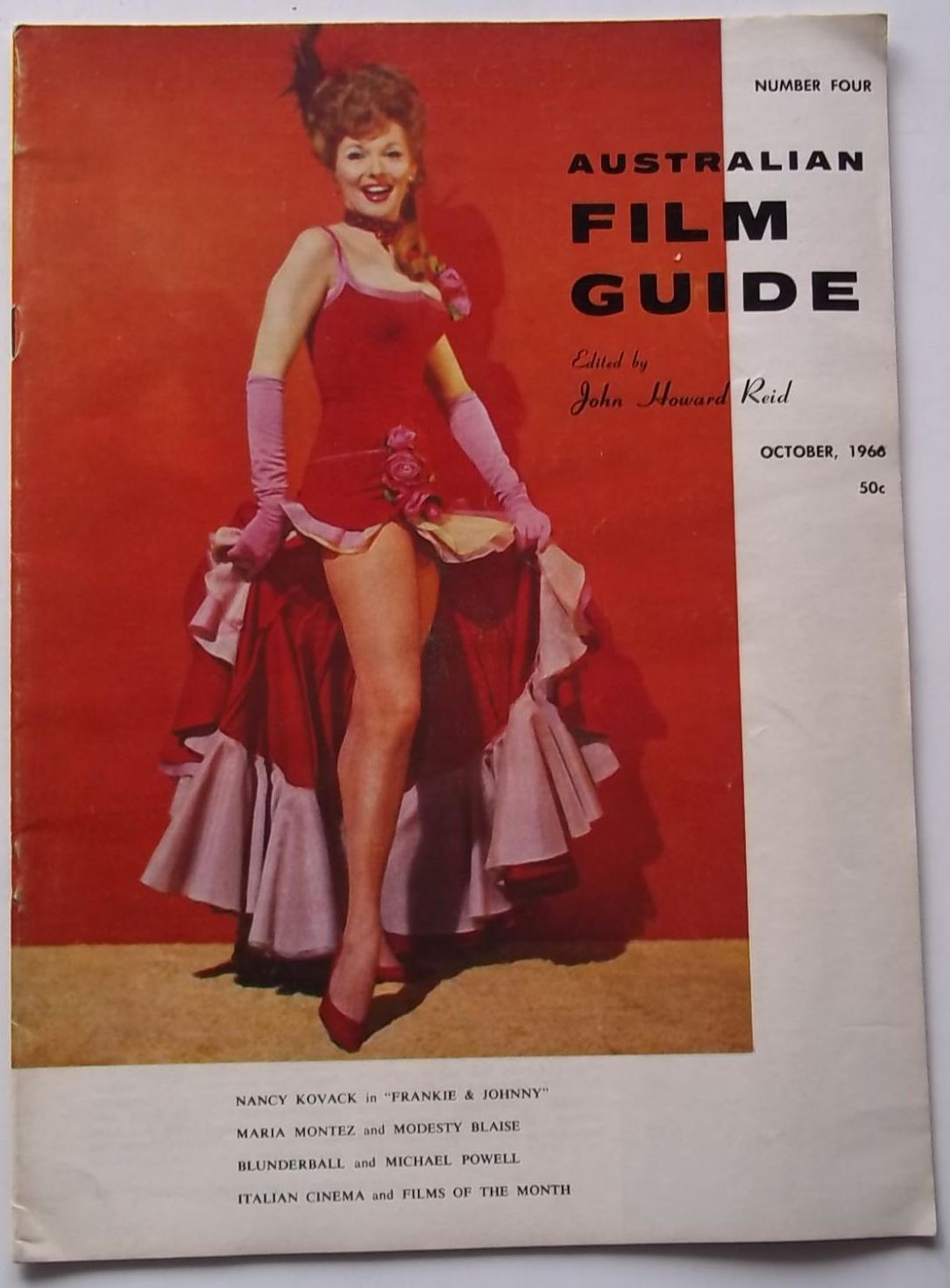AUSTRALIAN FILM GUIDE magazine side cover Issue 4 October 1966