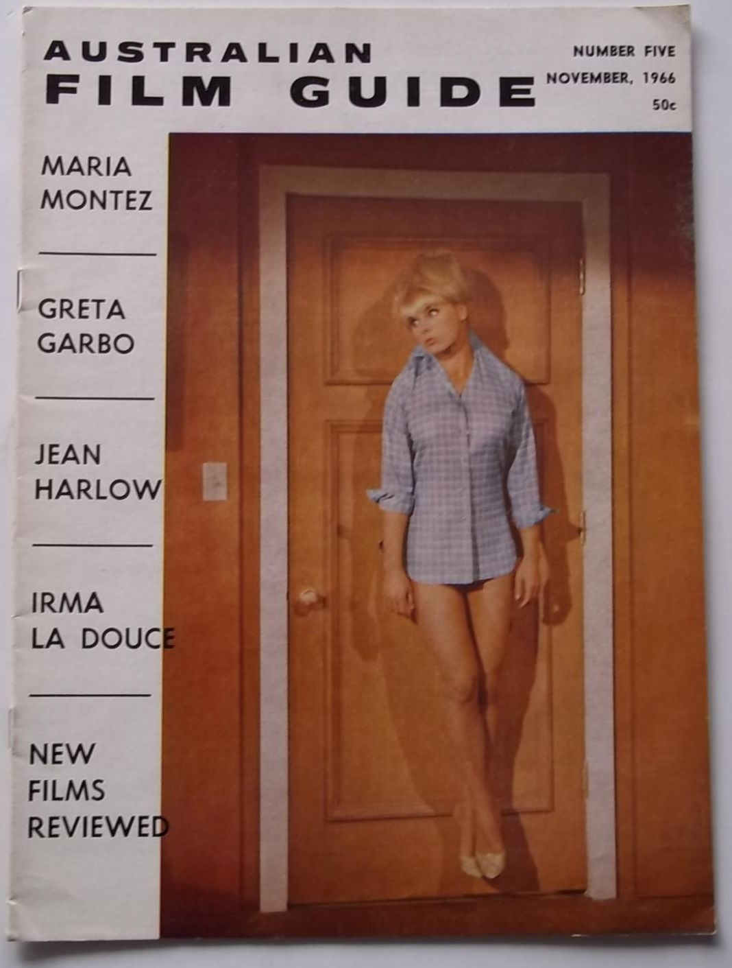 AUSTRALIAN FILM GUIDE magazine side cover Issue 5 November 1966